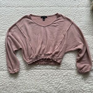 Pink cropped long sleeve sweater